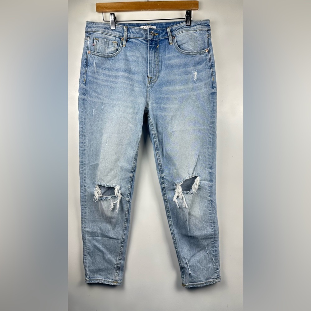 Vigoss Jeans‎ Frankie Slim Straight Distressed Dark Blue Wash Women's Sz 30